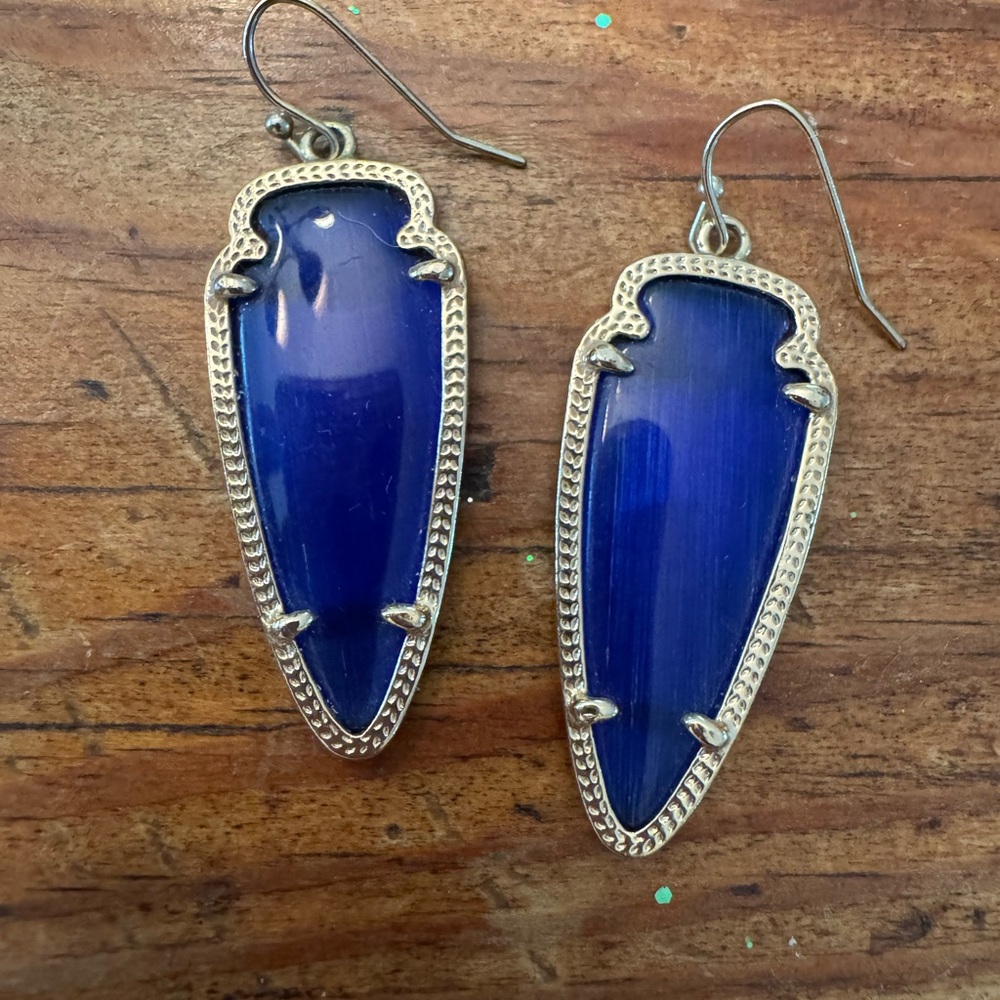 Kendra Scott Deep Blue and Gold Earrings